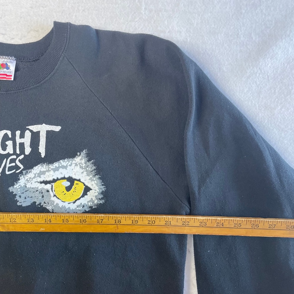 Vintage Sweatshirt Mens XL Black Night Eyes Blank Park Zoo Vintage 90s - Picture 6 of 7